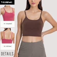 Womens U-neck Line Top Bra Longline Sports Bras for Workout Yoga Tank Top