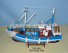Fishing ship model / 45cm length blue color tale art /wooden boat model