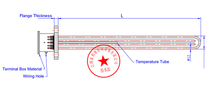 15KW flanged immersion heaters flange tubular oil heater