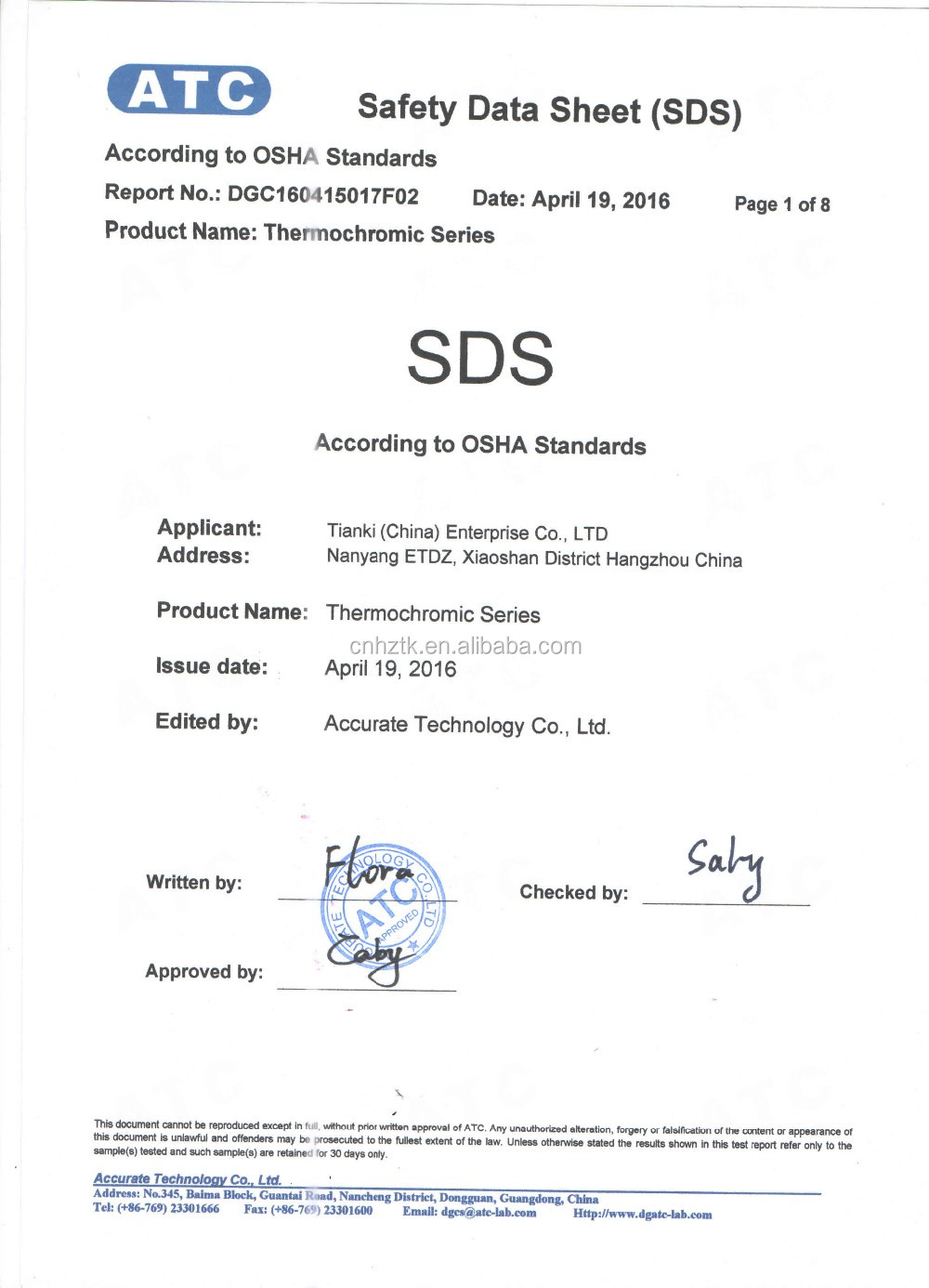 High temperature thermochromic pigment for painting spray