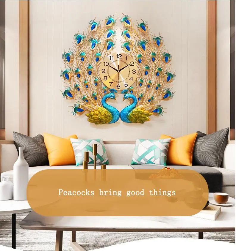 Peacock Chinese Fashion Creative Wall Clock for Home Decoration