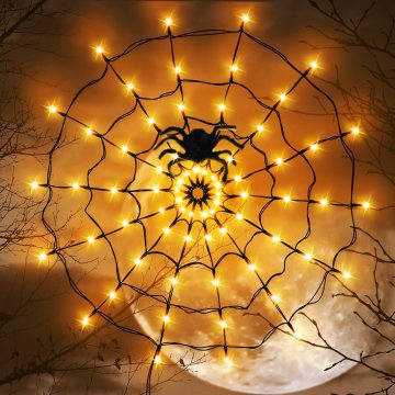 DIY LED Spider Web Lights for Halloween Home Decoration
