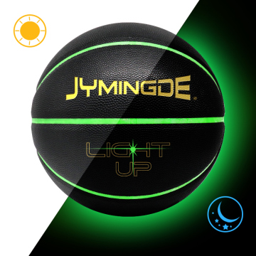 Green light PU leather glow in dark basketball