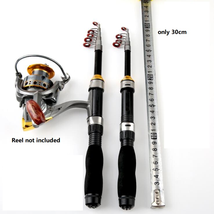 Mini Portable Pocket Aluminum Alloy Fishing Rod ,Compact Carbon Fiber Telescopic Fishing Pole for Kids Husband