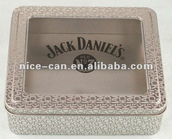 Rectangular tin box with clear PVC window/Tin can with PVC window