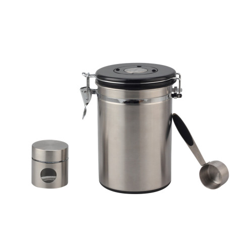 Stainless Steel Coffee Canister With Coffee Spoon