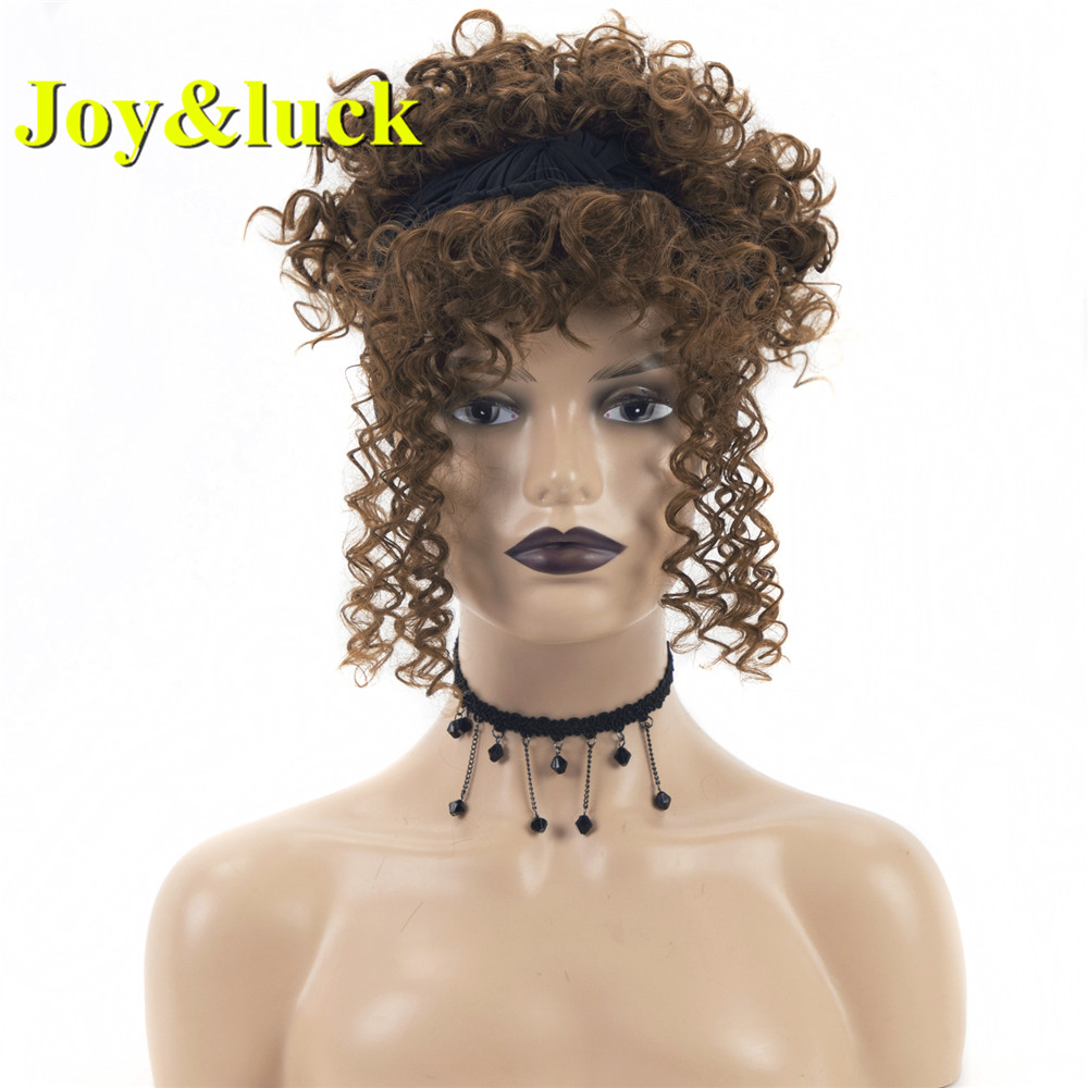 African Wholesale Ombre Brown Head Band Wigs Ladies Scarf Black Hairband Short Afro Kinky Curly Headband Wig Synthetic Hair Wigs