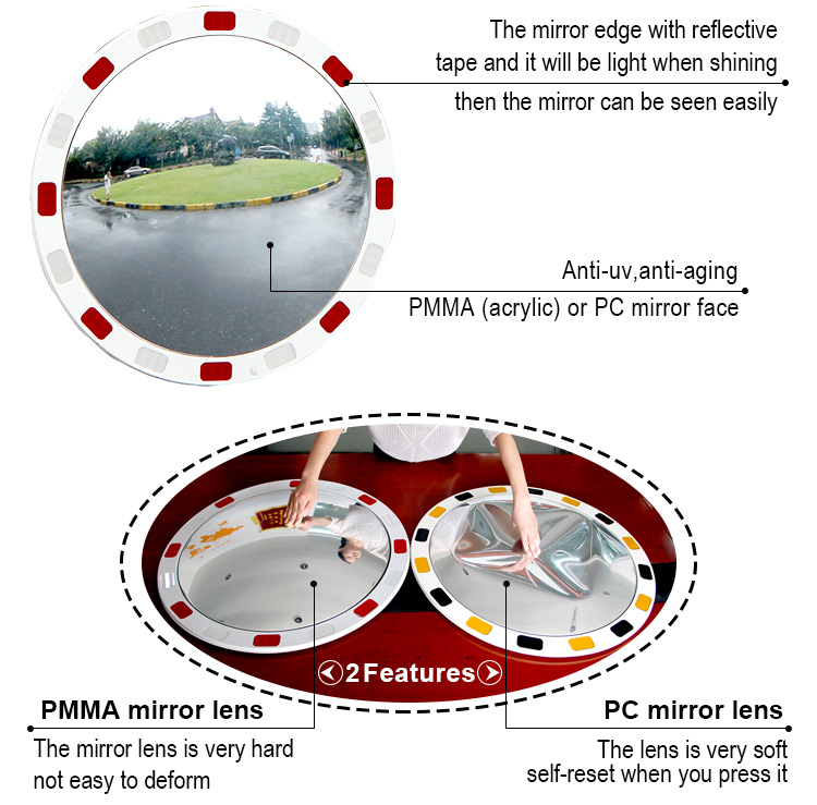 PC Round Traffic security reflective Convex Mirror for Blind Spots at Corners