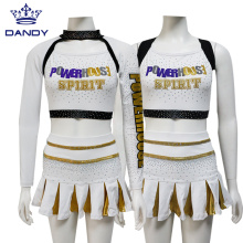 Youth Gold AB Crystals Cheerleading Outfits