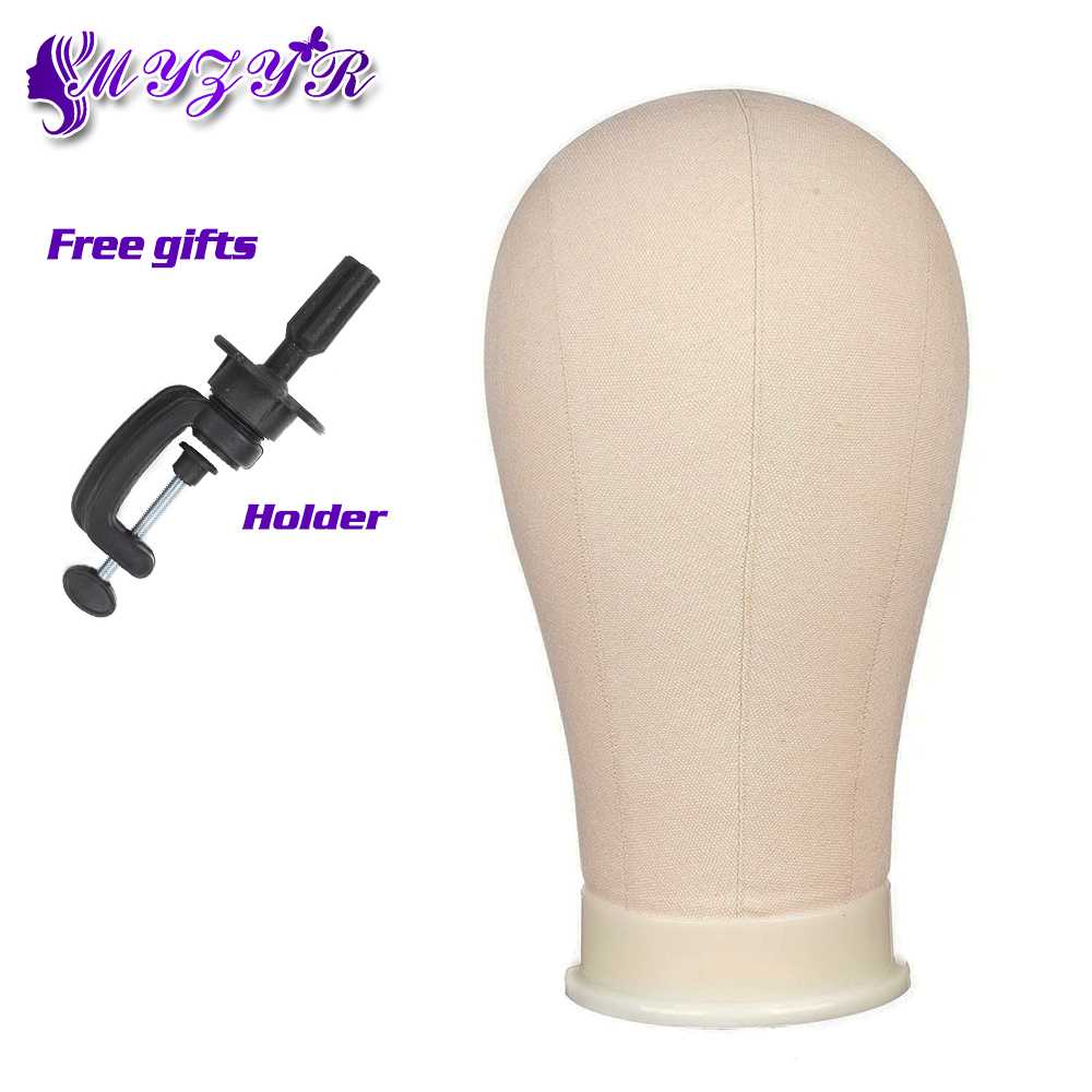 MYZYR Canvas Block Head Display Styling Training Mannequin Head Mannequin Manikin Head Wig Stand Free Get T Needle Holder