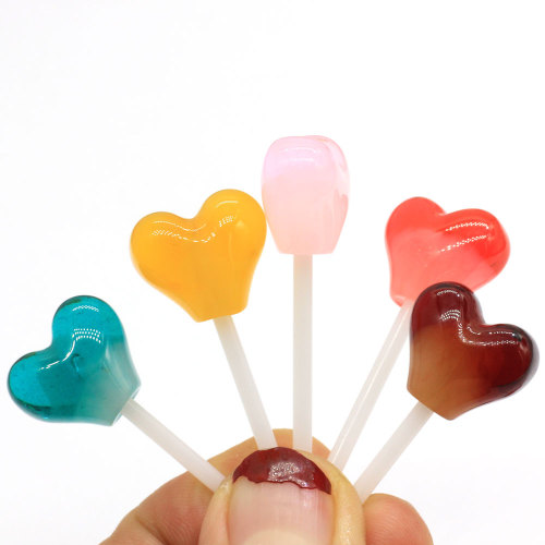 Cabochon en résine en forme de bonbon de coeur multicolore pour la décoration de travail artisanal à la main perles charmes ornements de jouets à bricoler soi-même