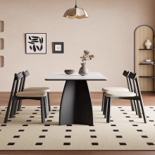 Wood Frame Rectangular Sintered Stone Tabletop Dining Table Set Home Furniture