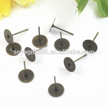 6-10mm Antique Bronze Ear Studs Flat Blank Base Setting Round Earring Tray