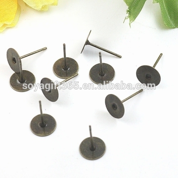6-10mm Antique Bronze Ear Studs Flat Blank Base Setting Round Earring Tray