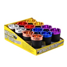 2024 Wholesale Round Shape Portable ABS Plastic Ashtray with Electroplate Lid