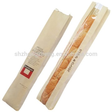 60X10X4cm Paper Baguette Bread Bags with clear window