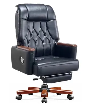 Luxury Leather Chair Cowhide Executive Chair Oak Wood Office Chair