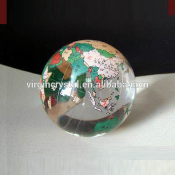 Crystal globe paperweight with colorful world map