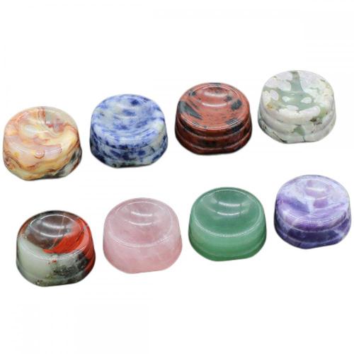 Natural gemstone recessed holder base for storing beads