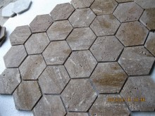 Walnut Dark Travertine Tumbled 10 3/8X12 Hexagon Travertine Mosaics Tiles