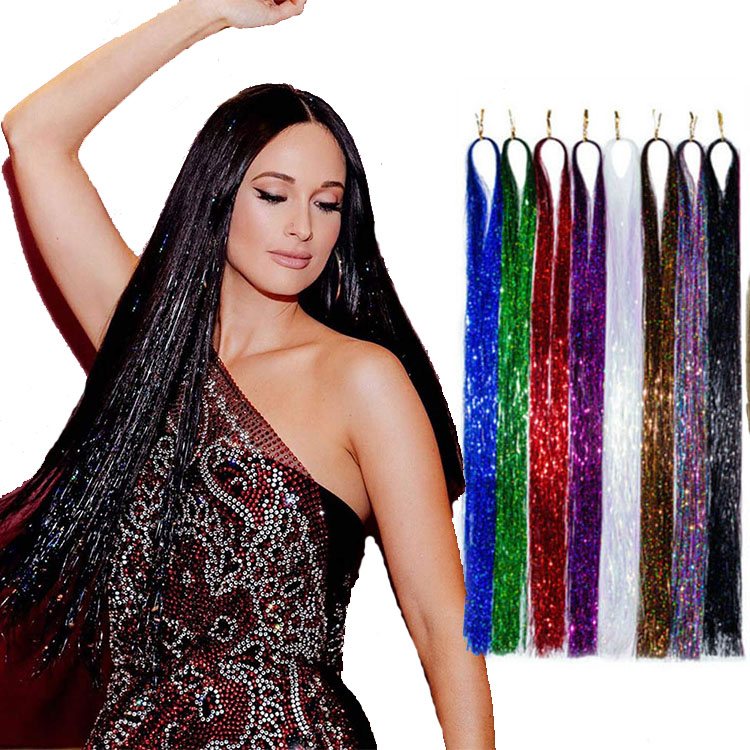 Clip Hair Solid Color Synthetic Fiber Hair Extension For Woman And Children In Party Black Blonde White Green Blue Pink