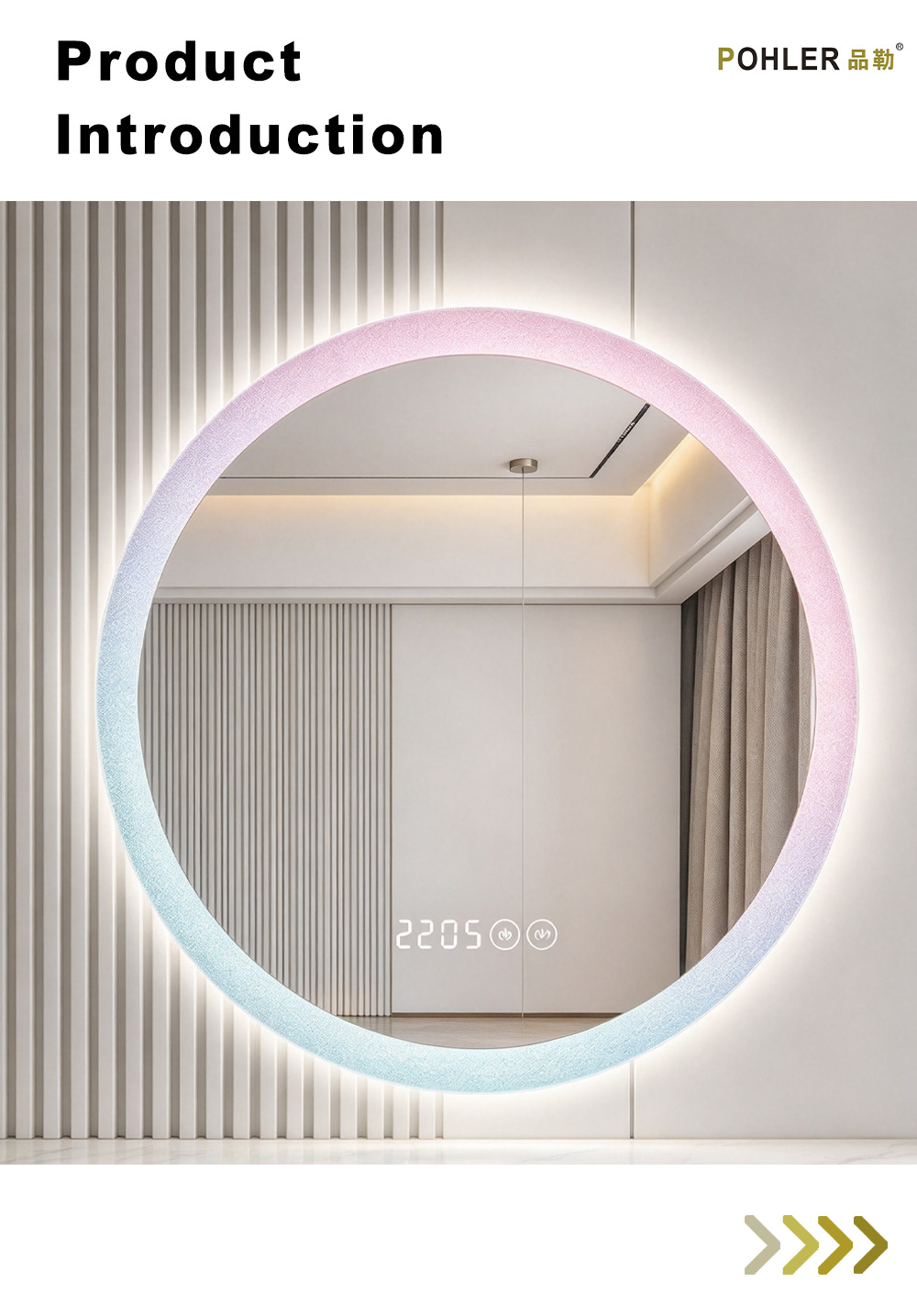 0082 Круглое умное косметическое зеркало с защитой от запотевания x 0082 Anti-fog Circular Smart Vanity Mirror x