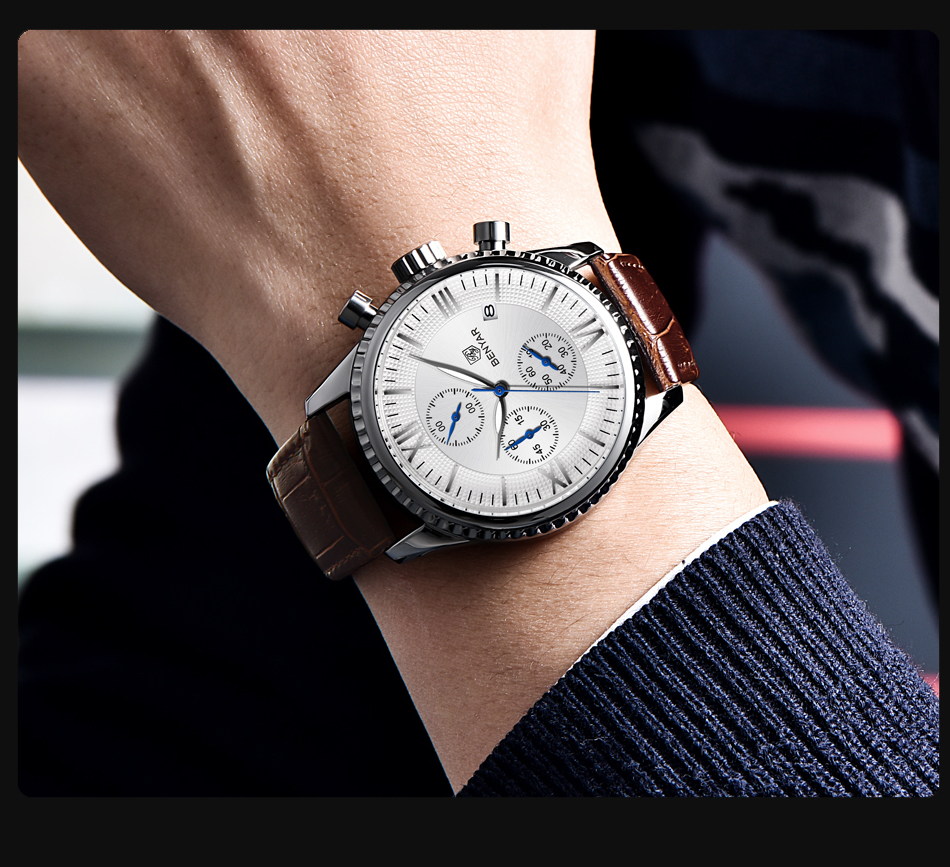 Top Luxury Brand Benyar watches mens wristwatch Fashion Sports Quartz Waterproof Leather Men Business Watch Relogio Masculino