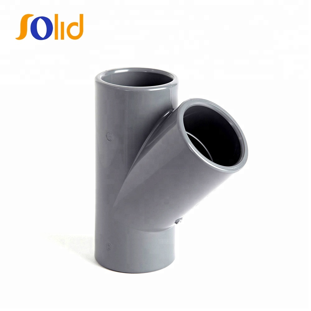 Plastic PVC 45 Degree Equal Pipe Fitting Y Tee