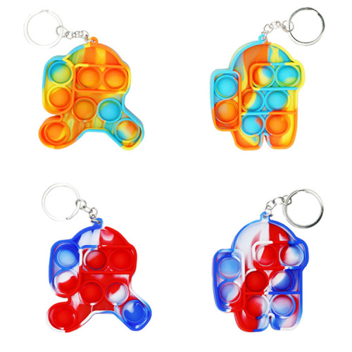 Spaceman Silicone Squeeze Bubble Sensory Fidget Keychain Toy