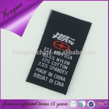 Fabric material customized woven care labels clothing care labels