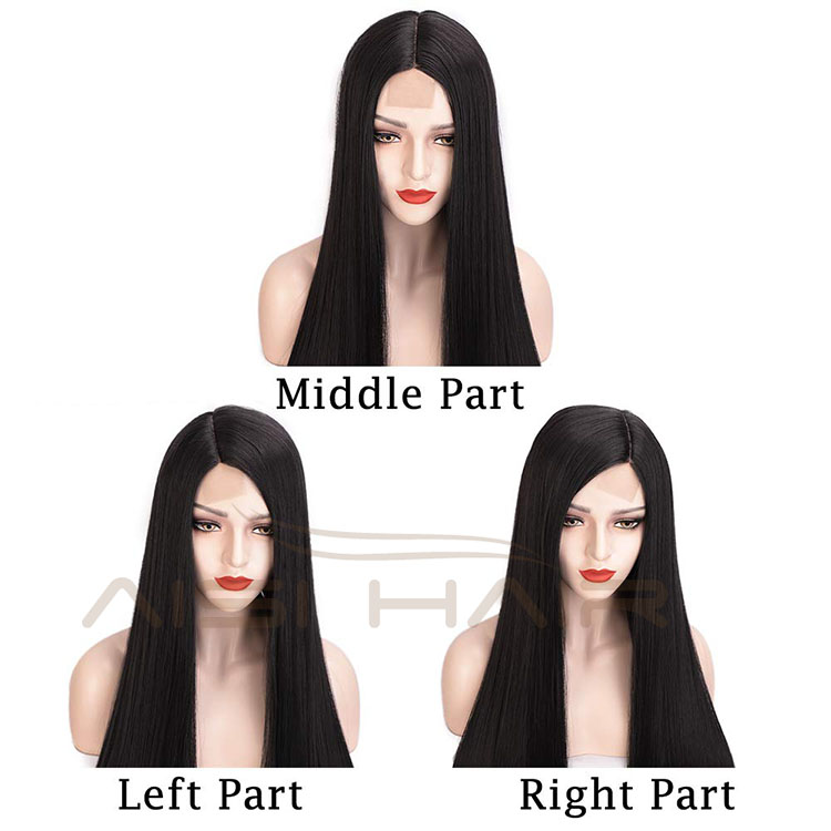 Aisi Hair Hotselling Cheap Wholesale Vendor Long Silky Straight Natural Wave Black Wig For Black Women Synthetic Hair Wigs