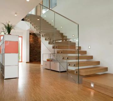 MS2025 Simple wooden style floating staircase