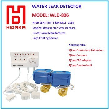 Water leak system with automatic water stop valve water leak detector