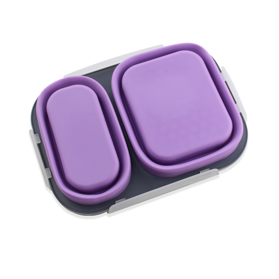 Boîte à lunch pliable en silicone de qualité alimentaire pour pique-nique