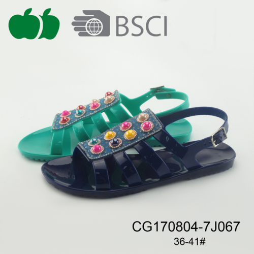 ออกแบบแฟชั่นใหม่ Ladies แบน Pvc Sandals