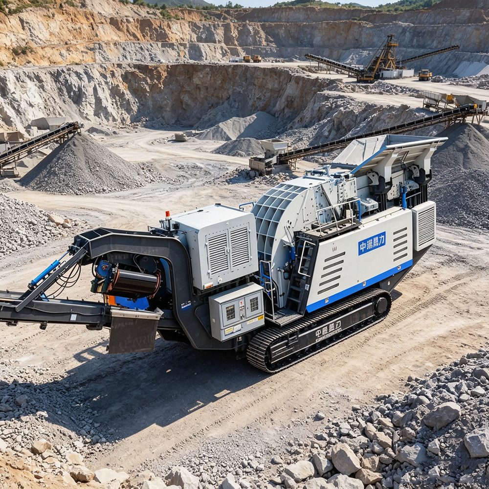 Stație mobilă de concasare montată pe șenile Track Mounted Mobile Crushing Station