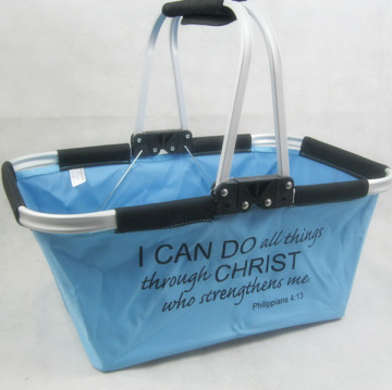 Folding Picnic Shopping Basket or Folding Picnic Cooler Basket with Aluminium Frame