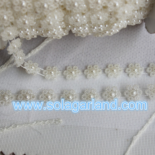 25Meter Small White Flower Pearl Trim Bead Accent For Decor