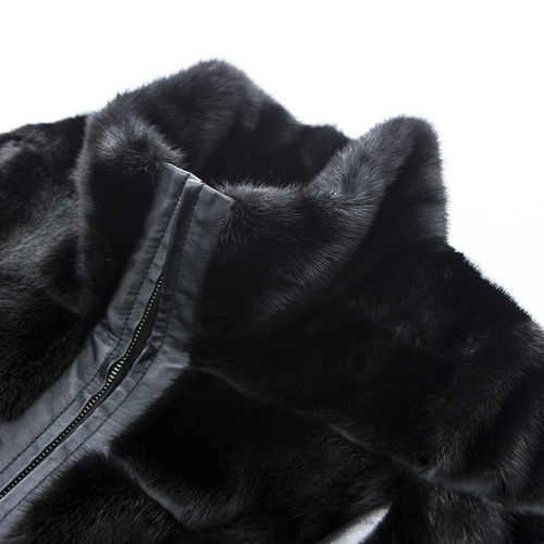 Black fur wool overcoat