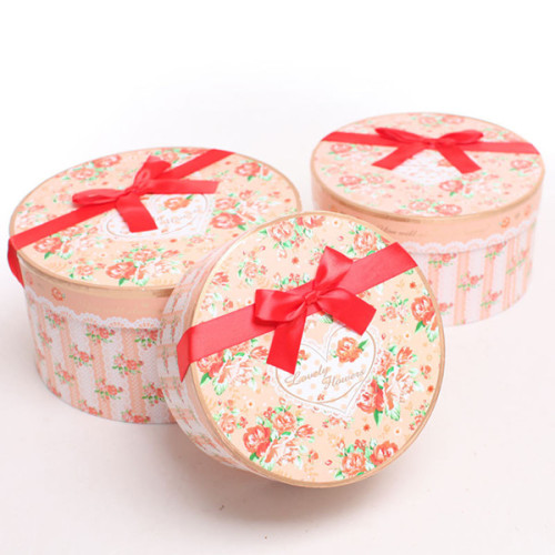 Elegant High-Grade Round Paper Gift Box with Orange Flower