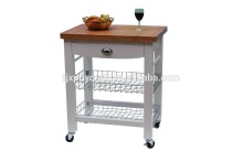 wooden kitchen trolley with bamboo top