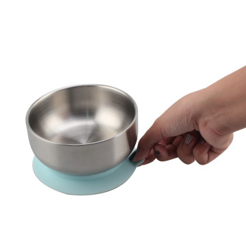 Double Wall Silicone Suction Stainless Steel Kids Bowl