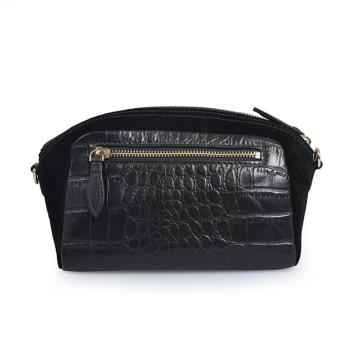 Small Women Crossbody Purses Adjustable Black Crocodile Bags