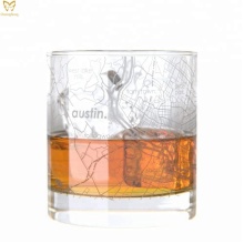 Customizable Etched Map Whiskey Glass - 10 oz Old Fashioned Rocks Tumbler