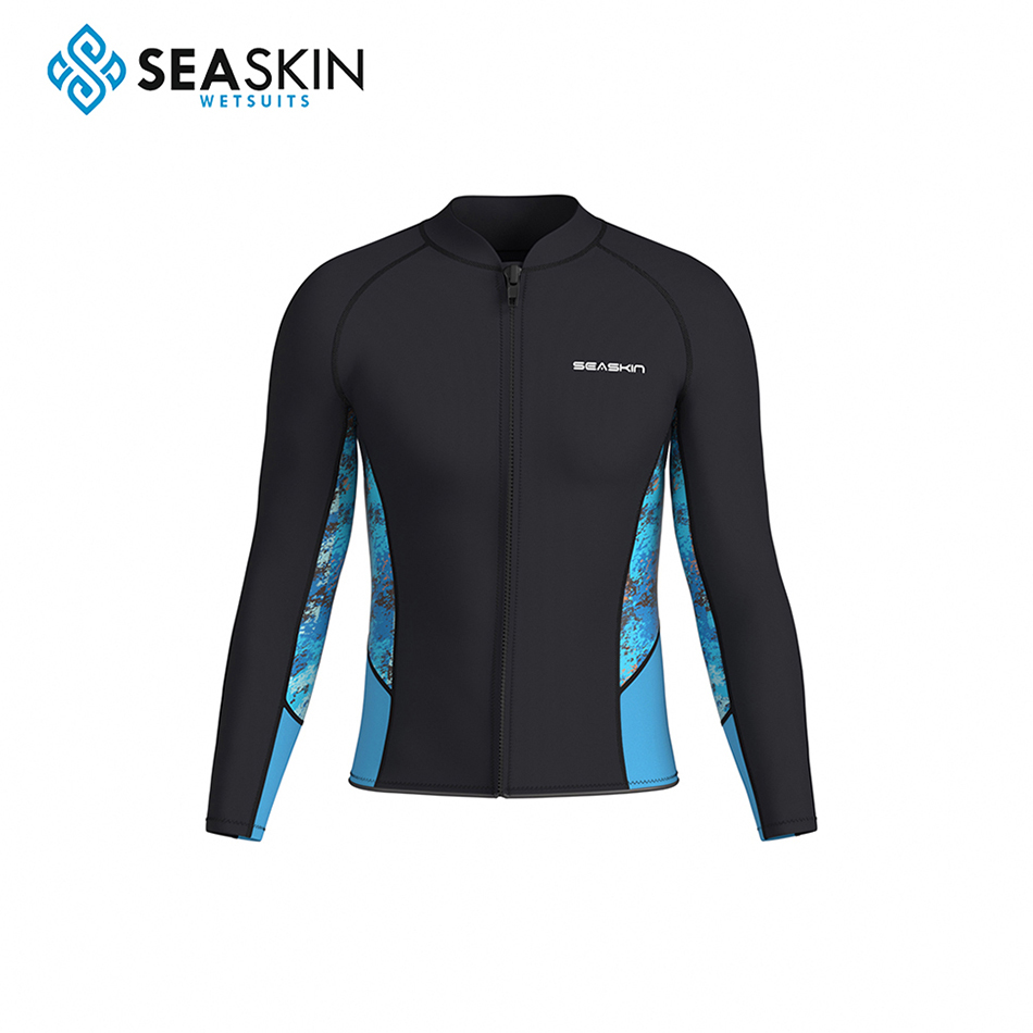 Seackin 3mm Neoprene Front Zip Camo Wetsuit Top