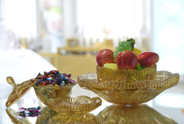 Crystal type transparent glass candy jar tray