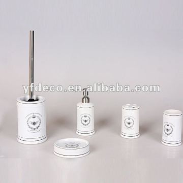 ceramic 5 pcs bathroom accessories with cylindrical shape