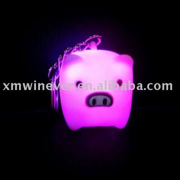 Plastic Animal Led Flashing Keychain,Pig