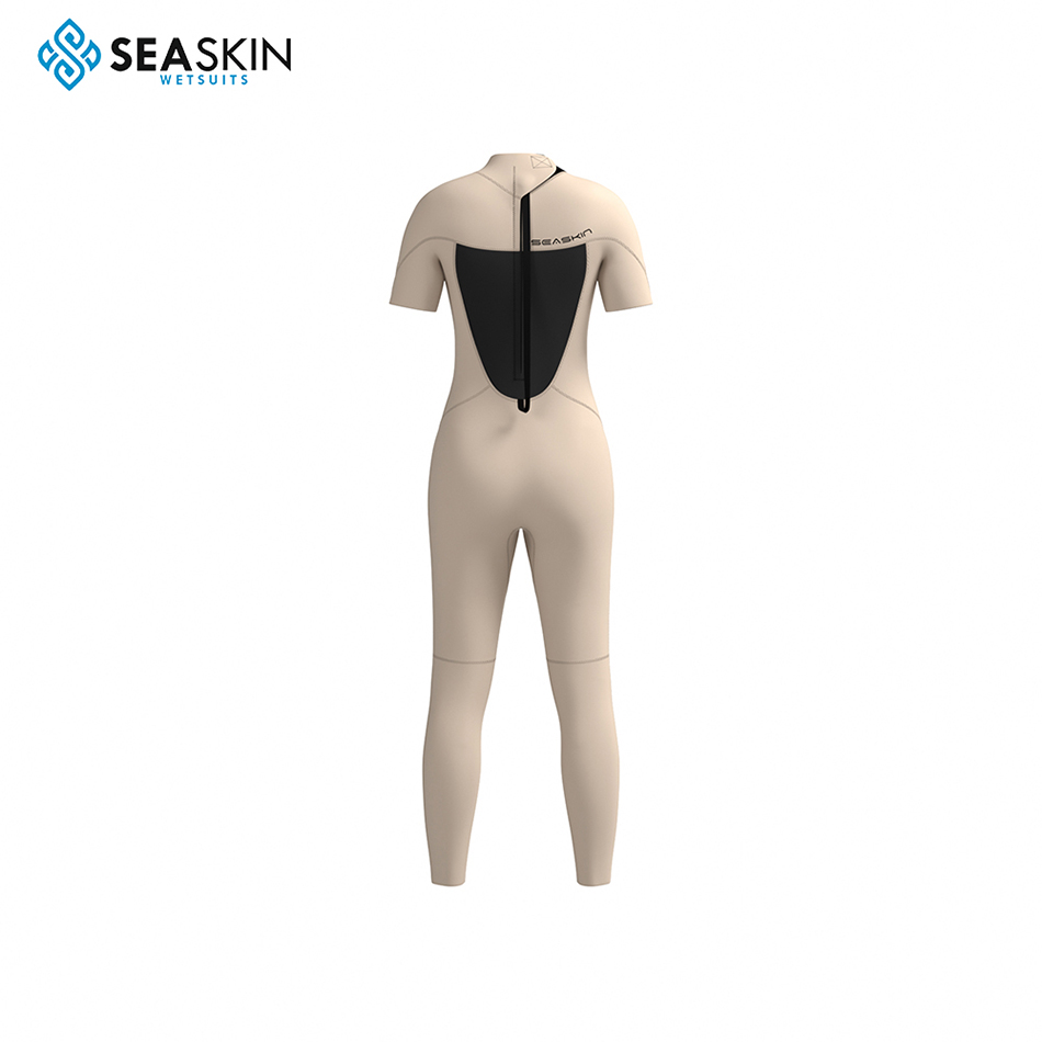 Seaskin Short Sleeve Rear Zip Women's Springsuit Wetsuit