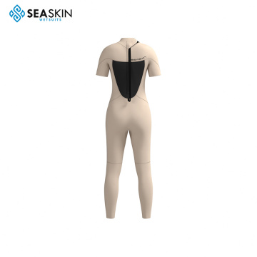 Seaskin แขนสั้นซิปด้านหลังชุดดำน้ำสปริงชุดผู้หญิง